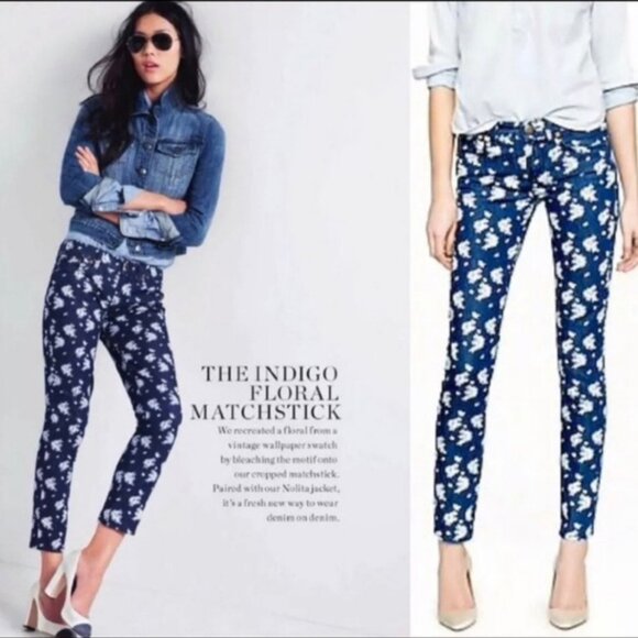 J. Crew Cropped Matchstick Floral Print Jeans - Picture 1 of 14